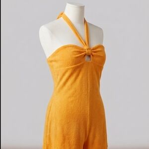 wild fable Mustard Yellow Halter Knit Jumpsuit